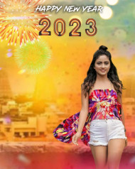 2023 Happy New Year HD Editing Background With Girl