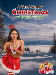 Christmas Photo Editing Background With Girl