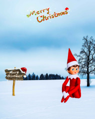 Christmas Tree With Cartoon Santa Background For CB Editing