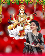 Cute Girls Happy Saraswati Puja Editing Background