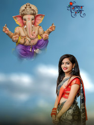 Ganesh Chaturthi With Girl Ganpati Bappa HD Background For PicsArt