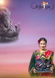 Ganesh Chaturthi With Girl Ganpati Bappa HD Background For PicsArt DP