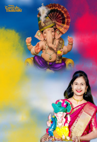 Ganesh Chaturthi With Marathi Girl CB Picsart Editing Background