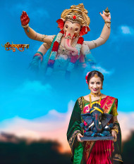 Ganesh Chaturthi With Marathi Girl CB Picsart Editing Background New