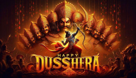 Happy Dussehra wishes Images with vibrant patterns
