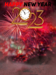 Happy New Year 2023 Fireworks Red Background For CB Editing Photo