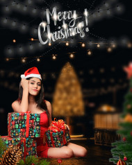 HD Christmas Photo Editing Background With Girl