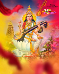 Maa Saraswati Puja Background HD For Photoshop Editing New