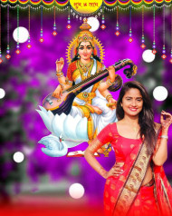 Maa Saraswati Puja CB Editing Background with Cute Girls