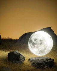 Night Sky Moon with Big Rock Cool Backgroud Edit Pictures