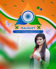 Photoshop 15 August Cb Indian Flag background with Girl Images