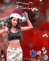 Santa Girl Christmas Day Editing HD Backgrounds