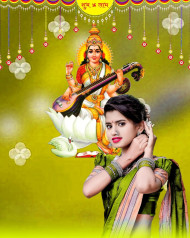 Saraswati Puja Editing Background with Girls Images Free Stock